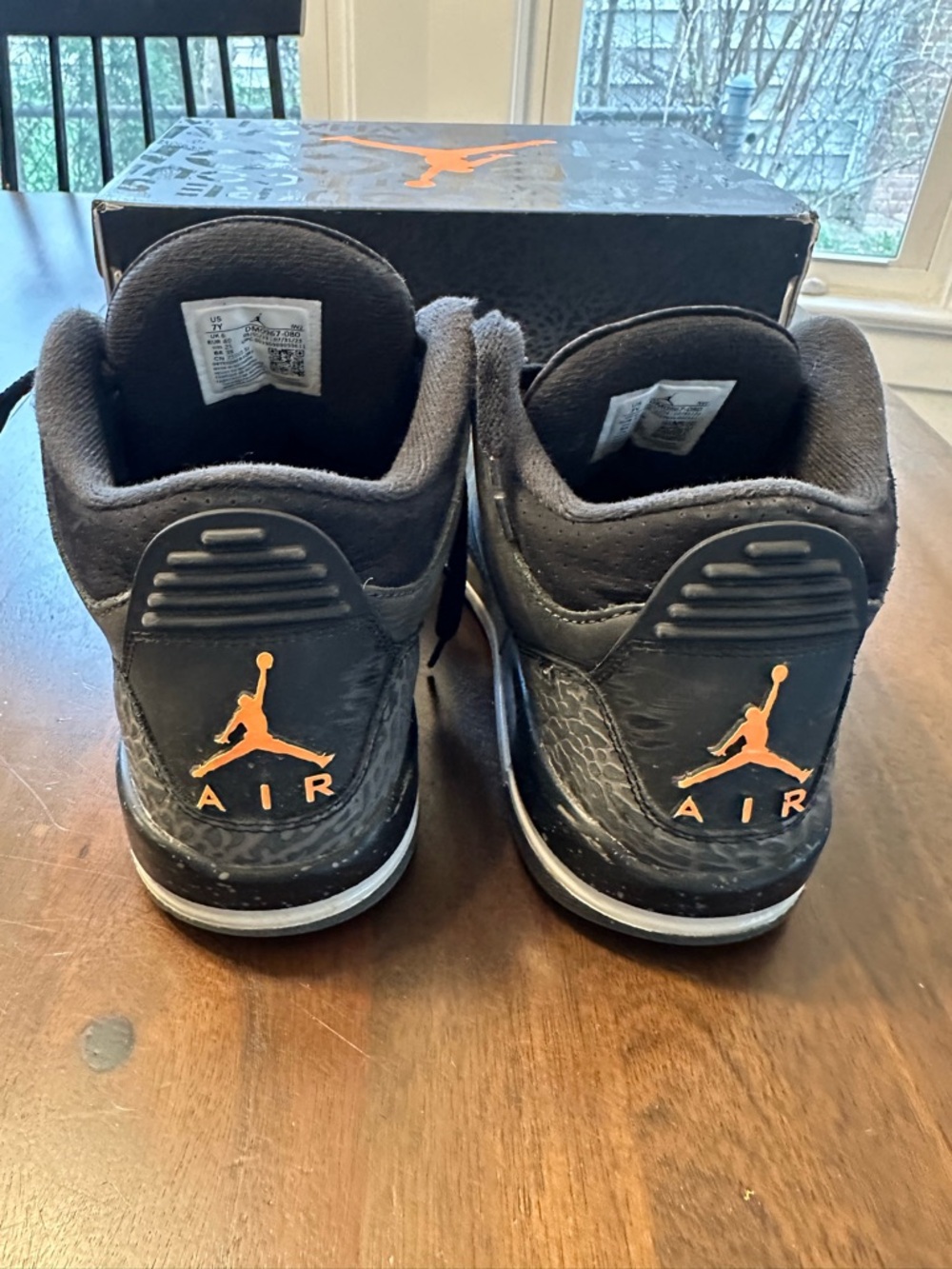 Youth 7Y Air Jordan 3 Retro Night Stadium/Total Orange - Picture 4 of 10